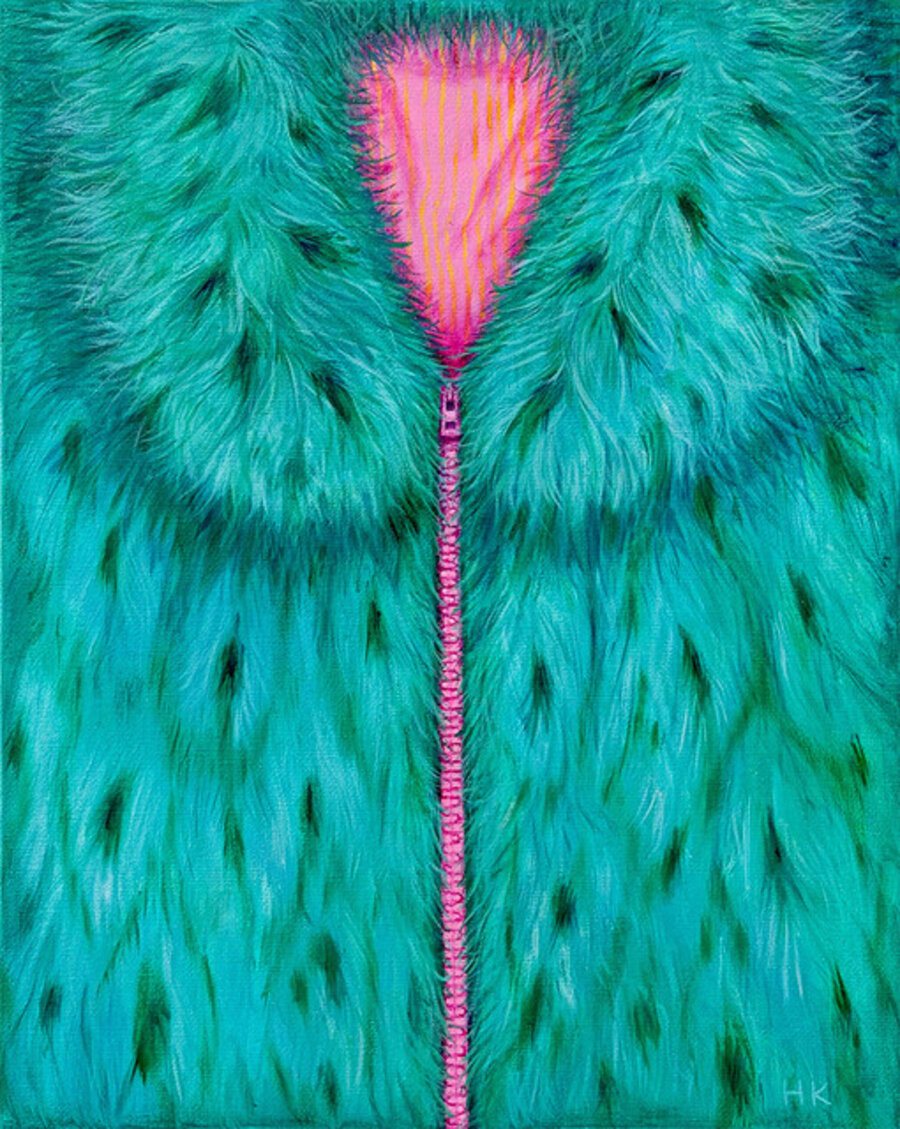 Green Fur Pink Zip