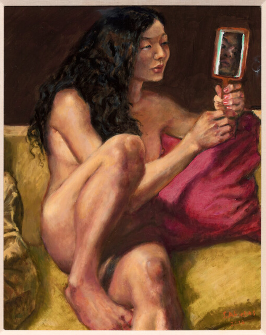 Kuan in her mirror