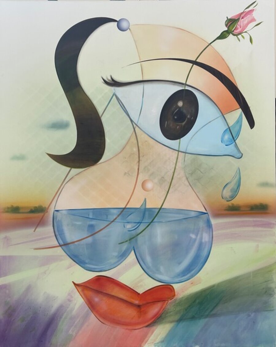 Woman holding the vase The vase holding the flower The lips The eyes The vase Fit water and light in herself,,