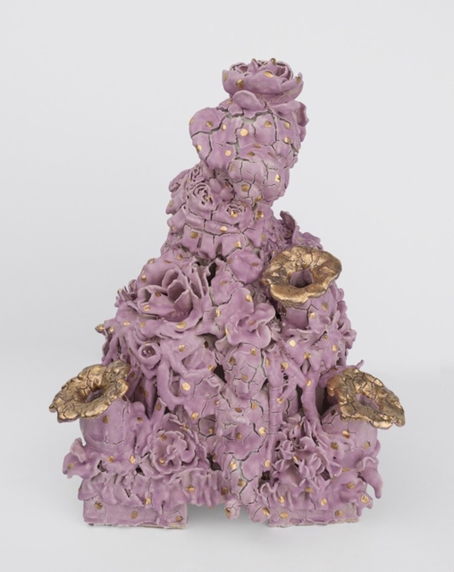 Tulip Vase (Lavender and Gold)