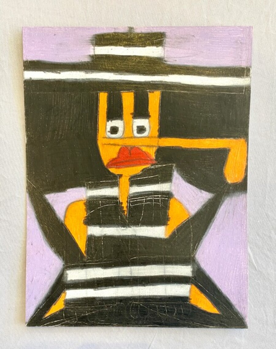 Woman in Striped Outfit