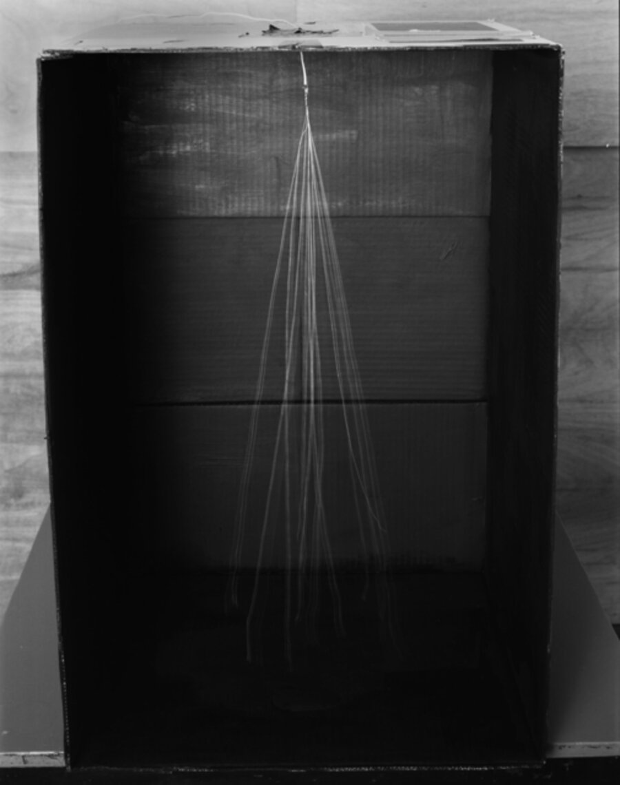 Charged threads tied at top