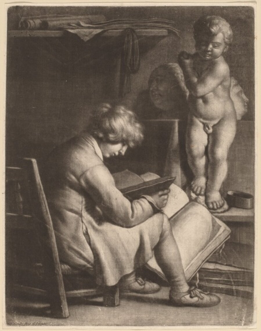 Young Man with a Statue of Cupid