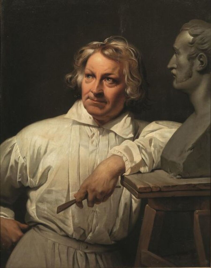 Portrait of Berthe Thorwaldsen with Horace Vernet's Bust