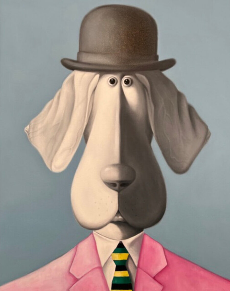 Hound with Striped Tie