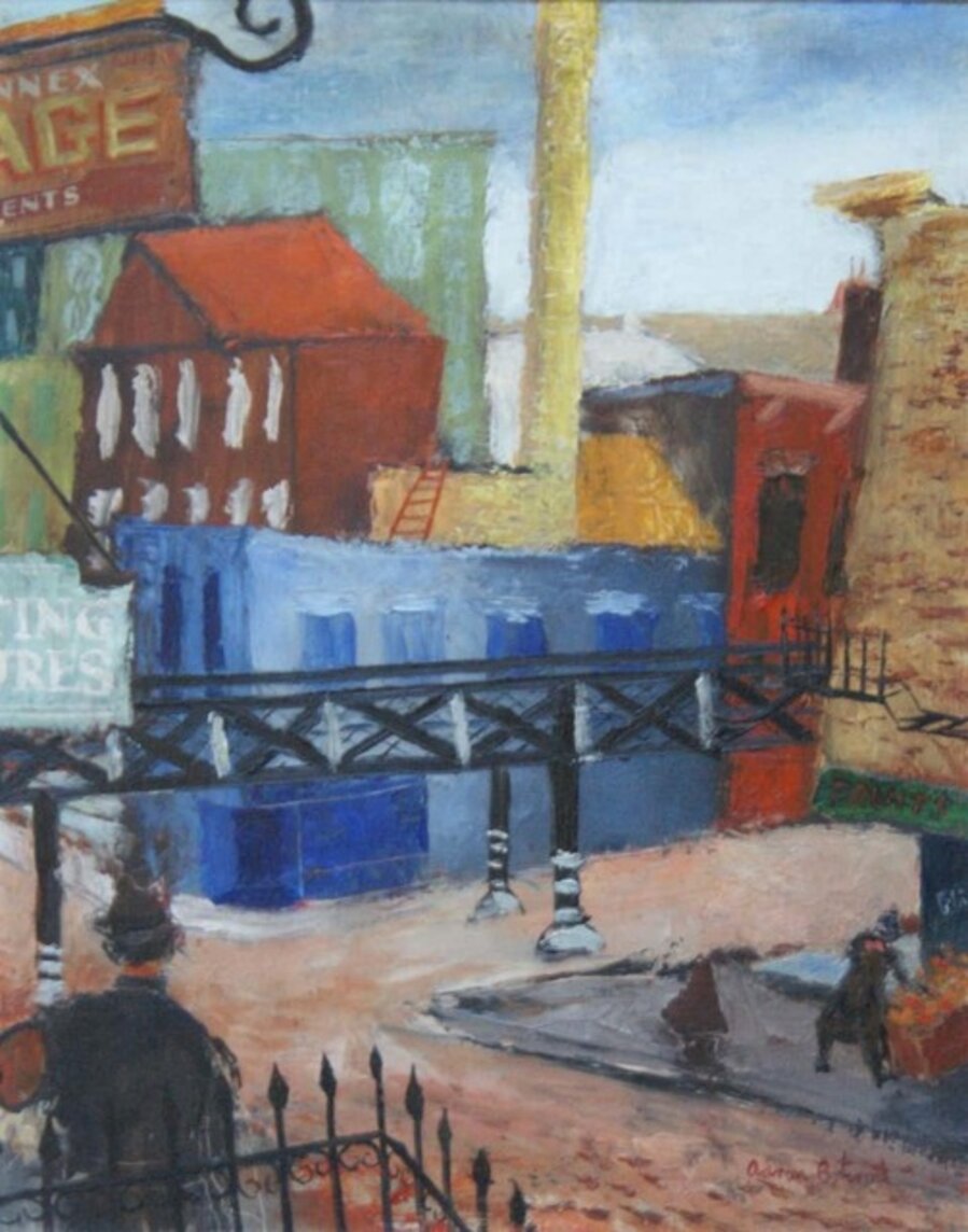 "Industrial Cityscape, Chicago" WPA Modernism Mid-Century Cityscape 20th Century Modern