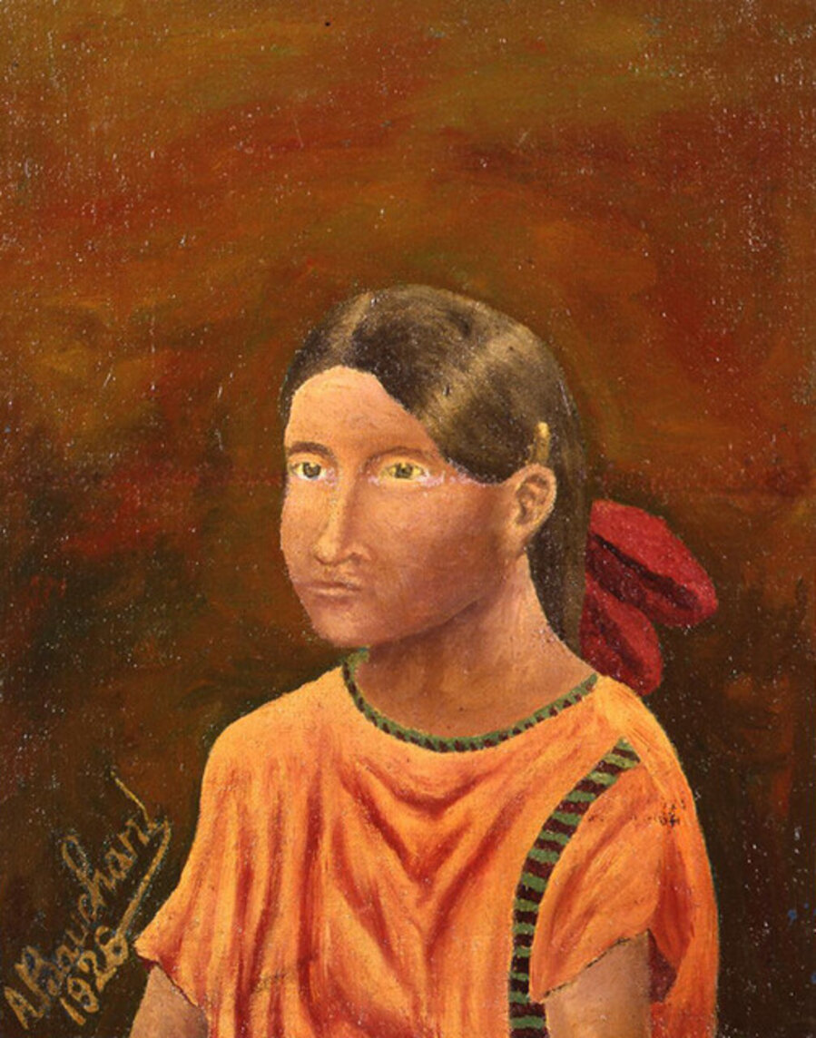 Portrait de jeune fille au ruban rouge