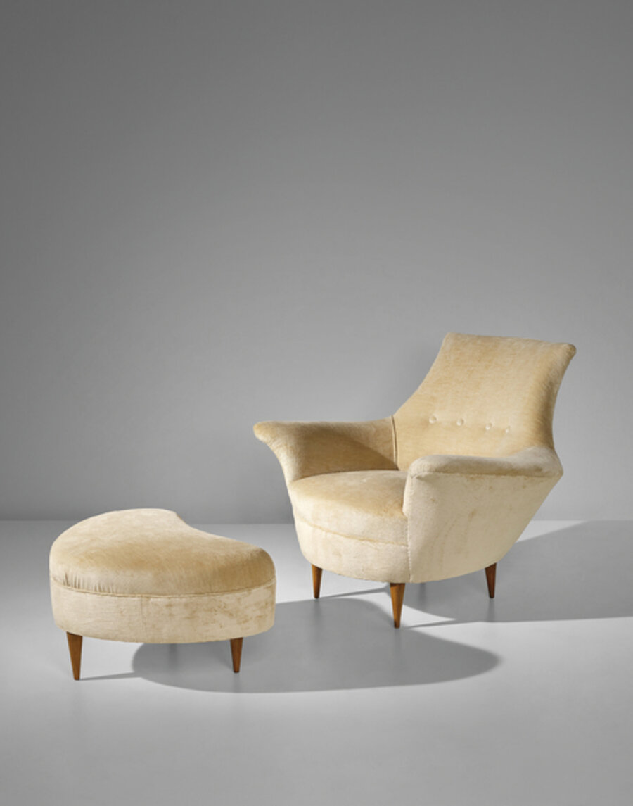 Armchair and ottoman, designed for a private commission, Milan