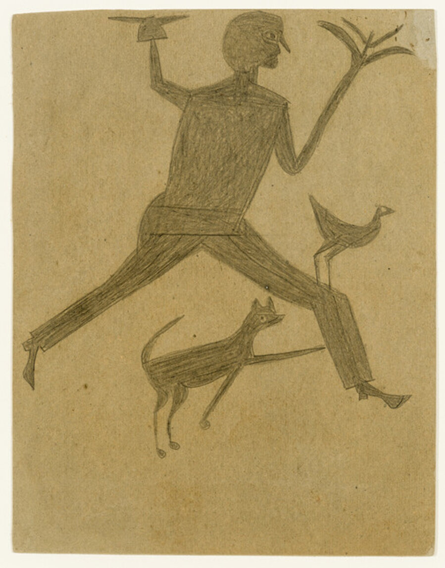 Man Sprouting Hand with Dog and Bird