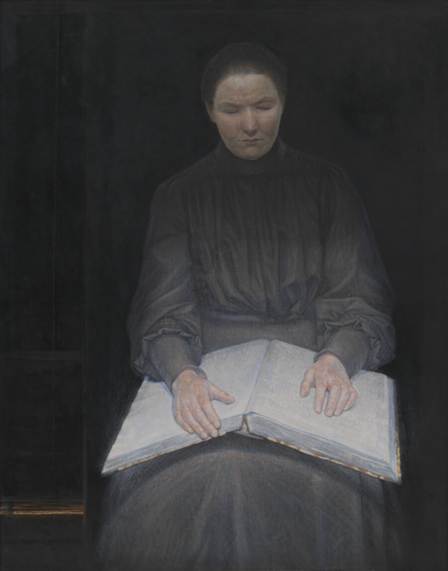 A Blind Girl Reading