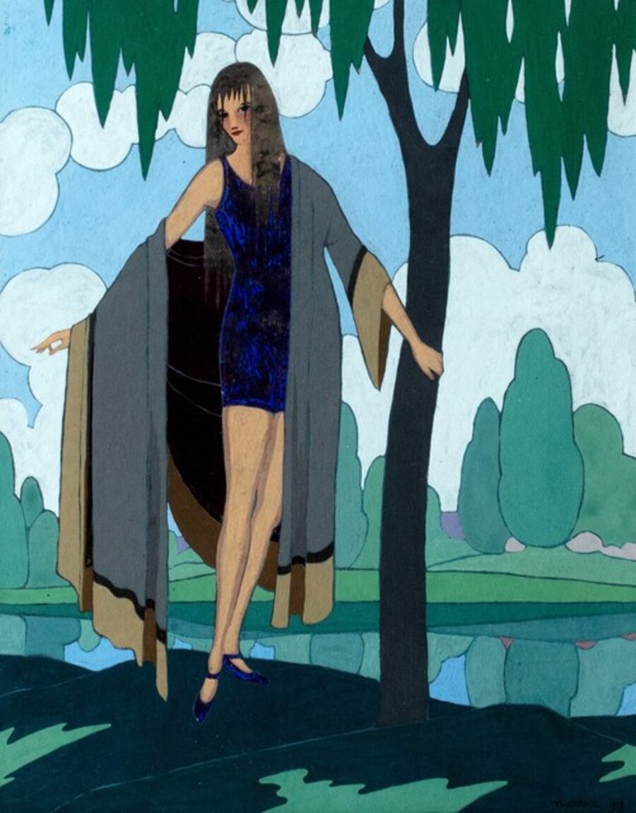 Woman in bathing suit on the lake