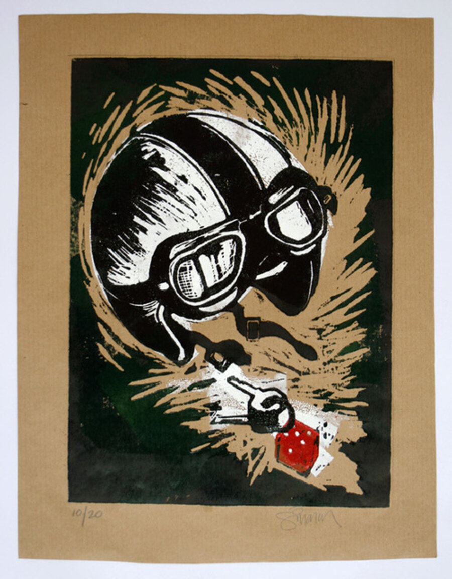 Crash Helmet (Green and Black)