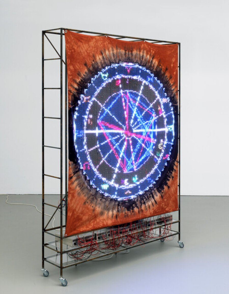 Sculpture by Ei Arakawa-Nash visualizing the ‚birth'-chart of Tony Conrad’s performance 7630 Sukiyaki in Buffalo, NY in 1973 – the performance is being addressed as a “person” / Title: Performance People (7630 Sukiyaki, December 17, 1973, 18:00PM, Buffalo, NY)