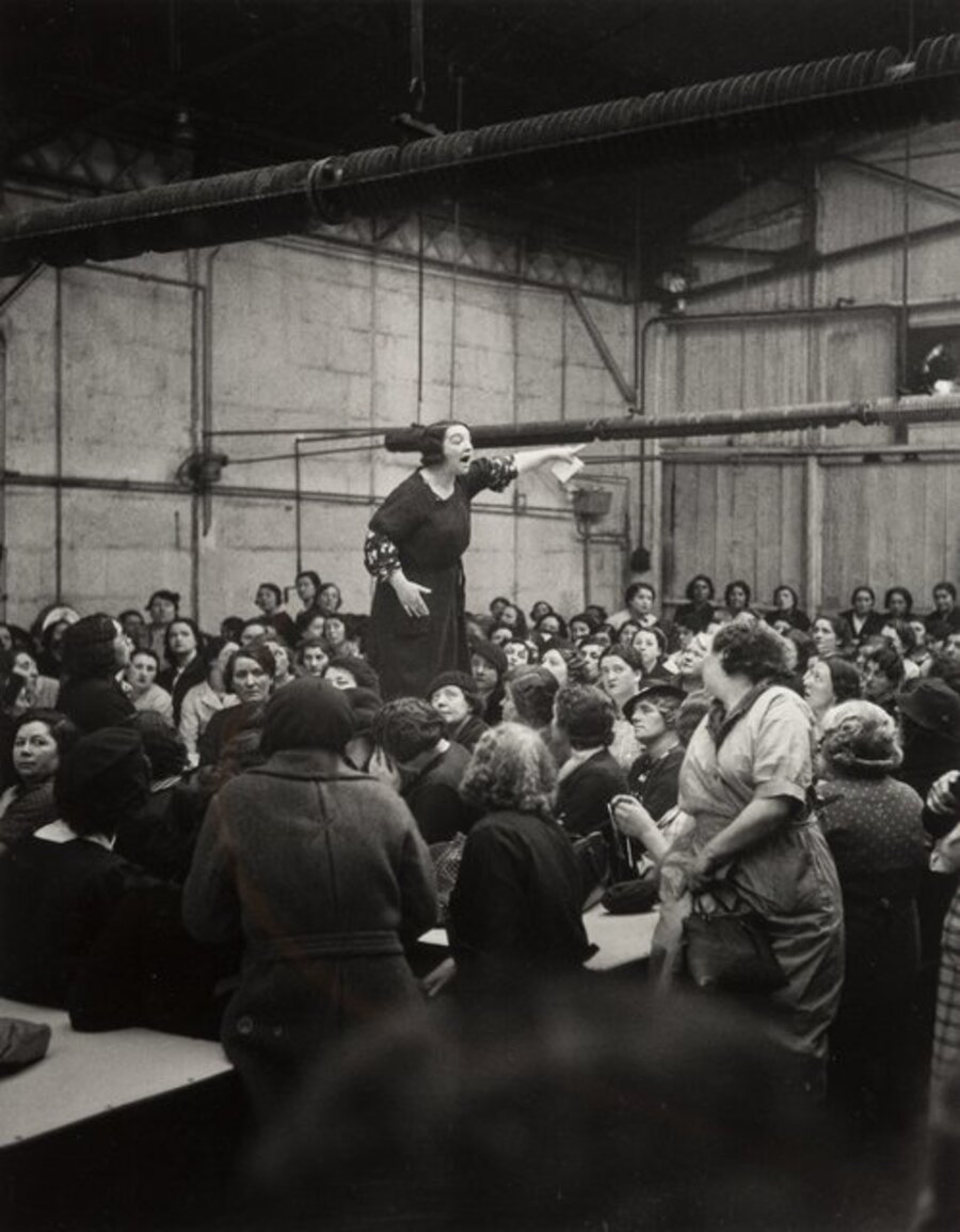 Shop Steward Rose Zehner Addressing Workers During the Strike at Citroën, Paris