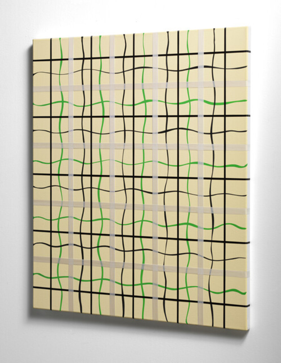 Medium Yellow with Green-Black Fluid Grid
