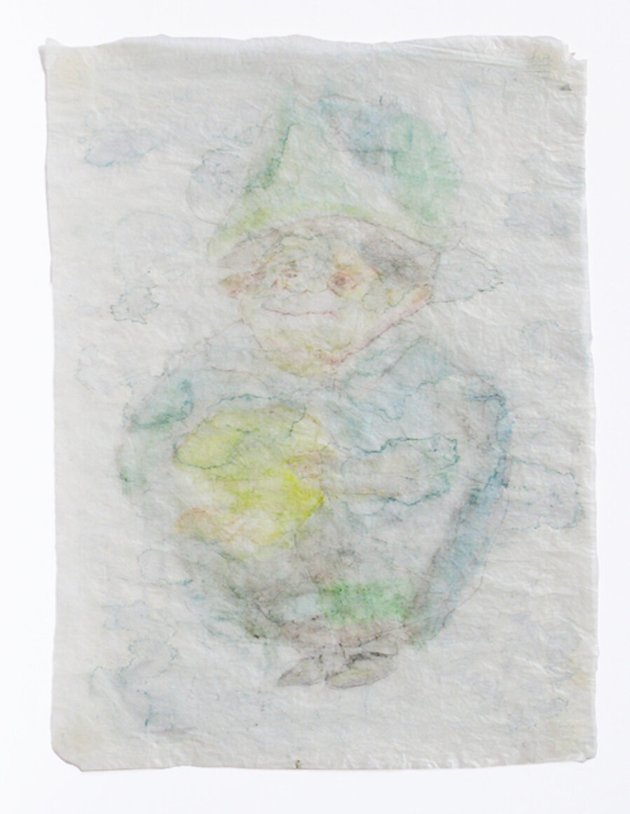 Drawing on crumpled gift wrap