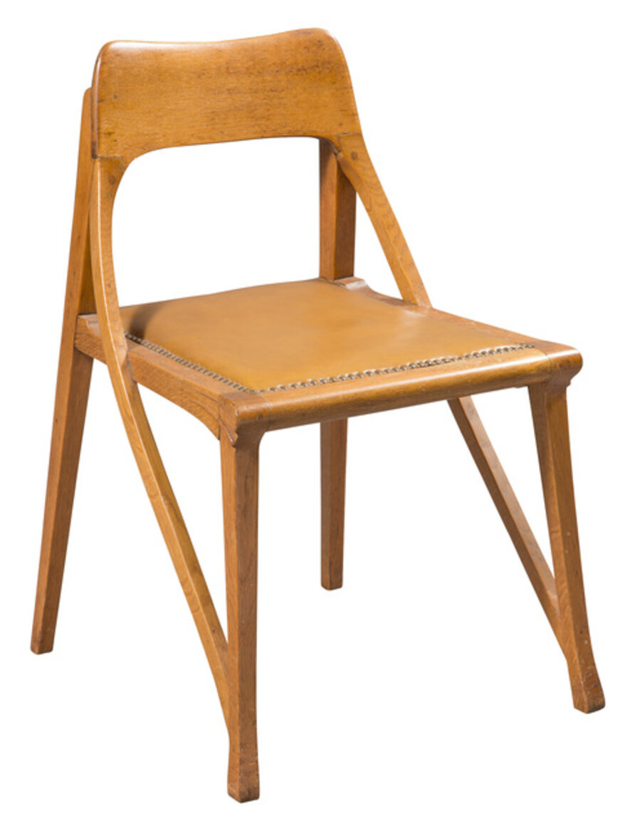 Leather Upholstered Oak Music Room Chair
