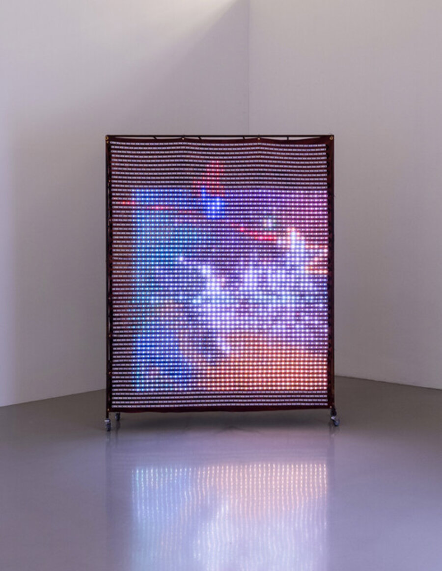 Installation titled "Cologne of the Maghreb (Bodyphilia Song)" based on a work (untitled, 1979/80) by the Cologne painter Michael Buthe (1944–1994).