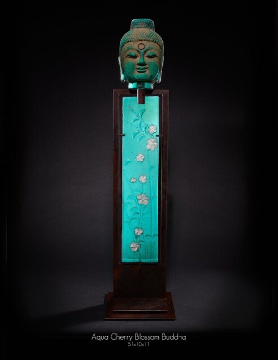 Aqua Cherry Blossom Buddha