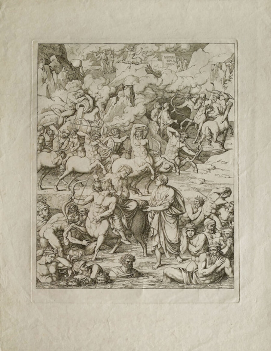 Dante crosses on Nessus's back the stream of the tyrants and murderers