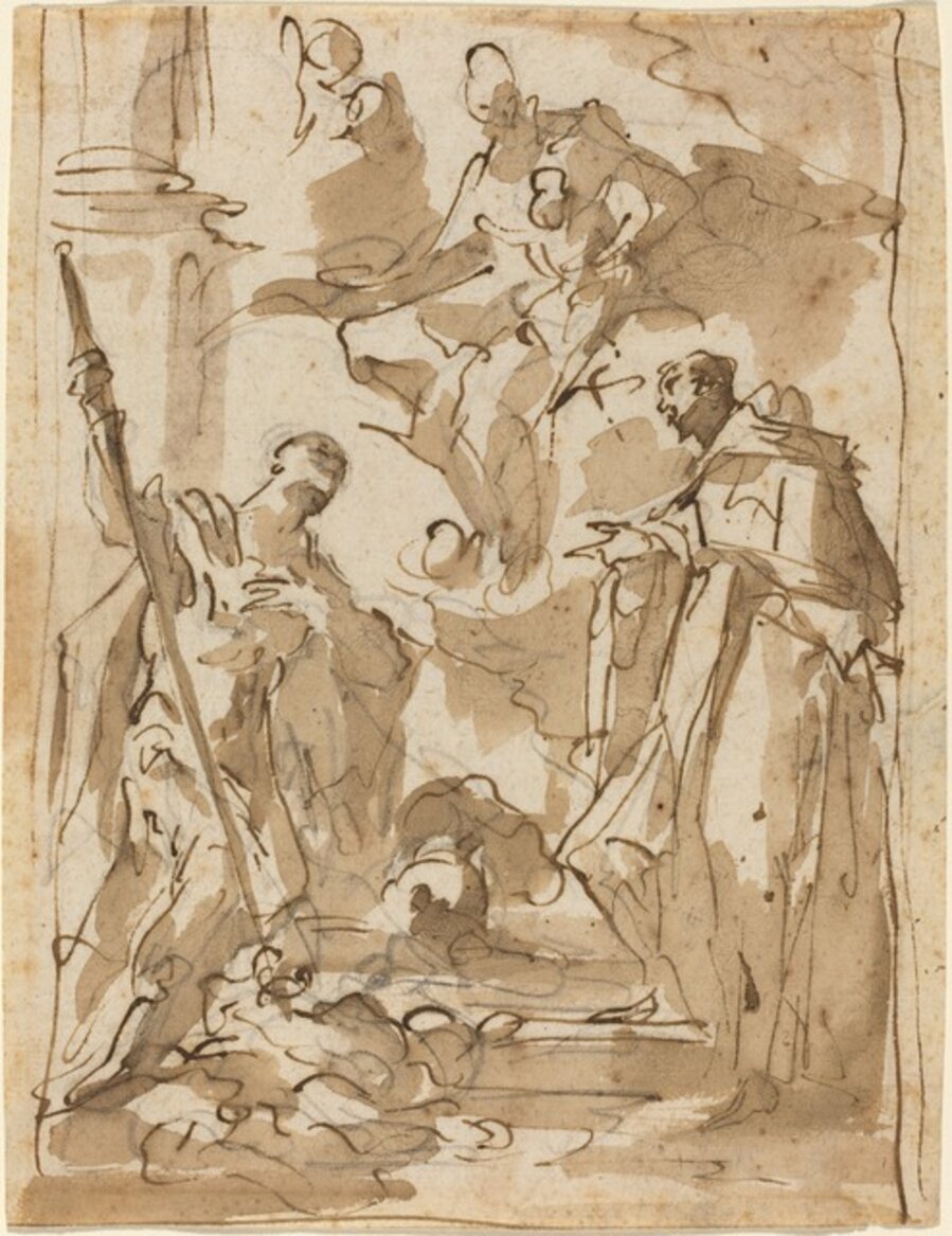 The Madonna and Child Appearing to Saint Theodore and a Monastic Saint
