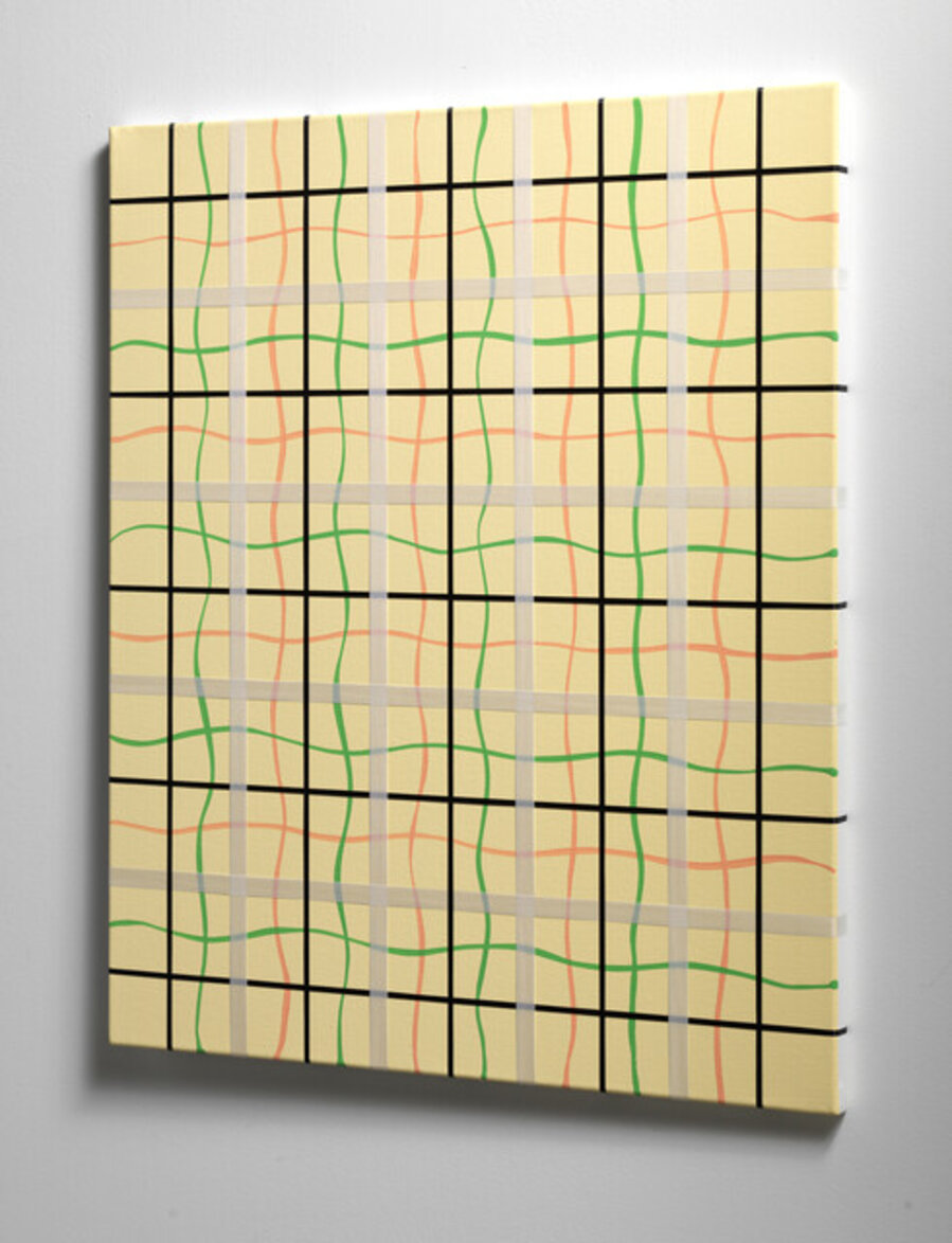 Medium Yellow with Green-Orange Fluid Grid