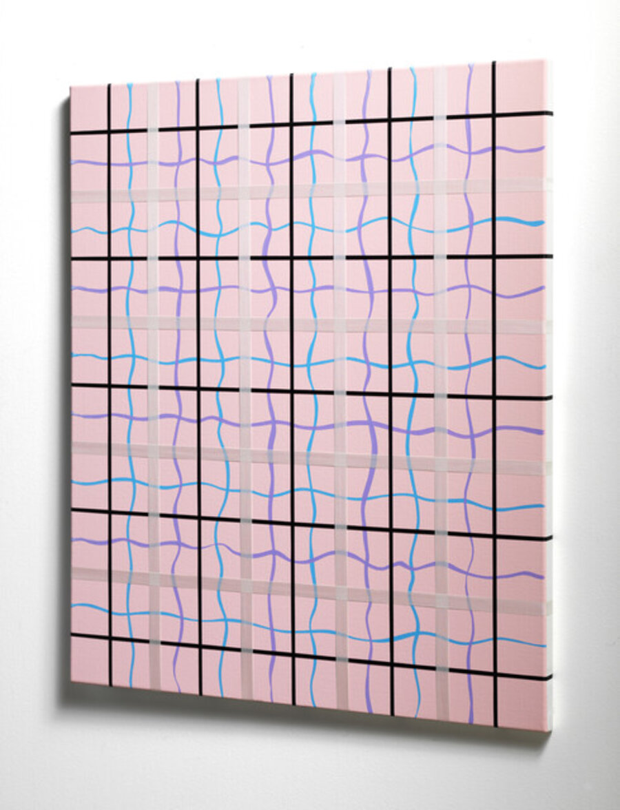 Medium Pink with Purple-Blue Fluid Grid
