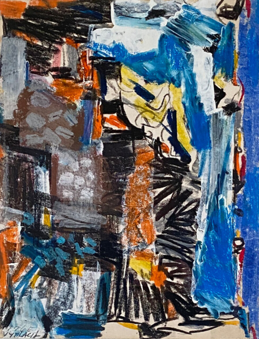 Vertical Composition with Blue on Right Side