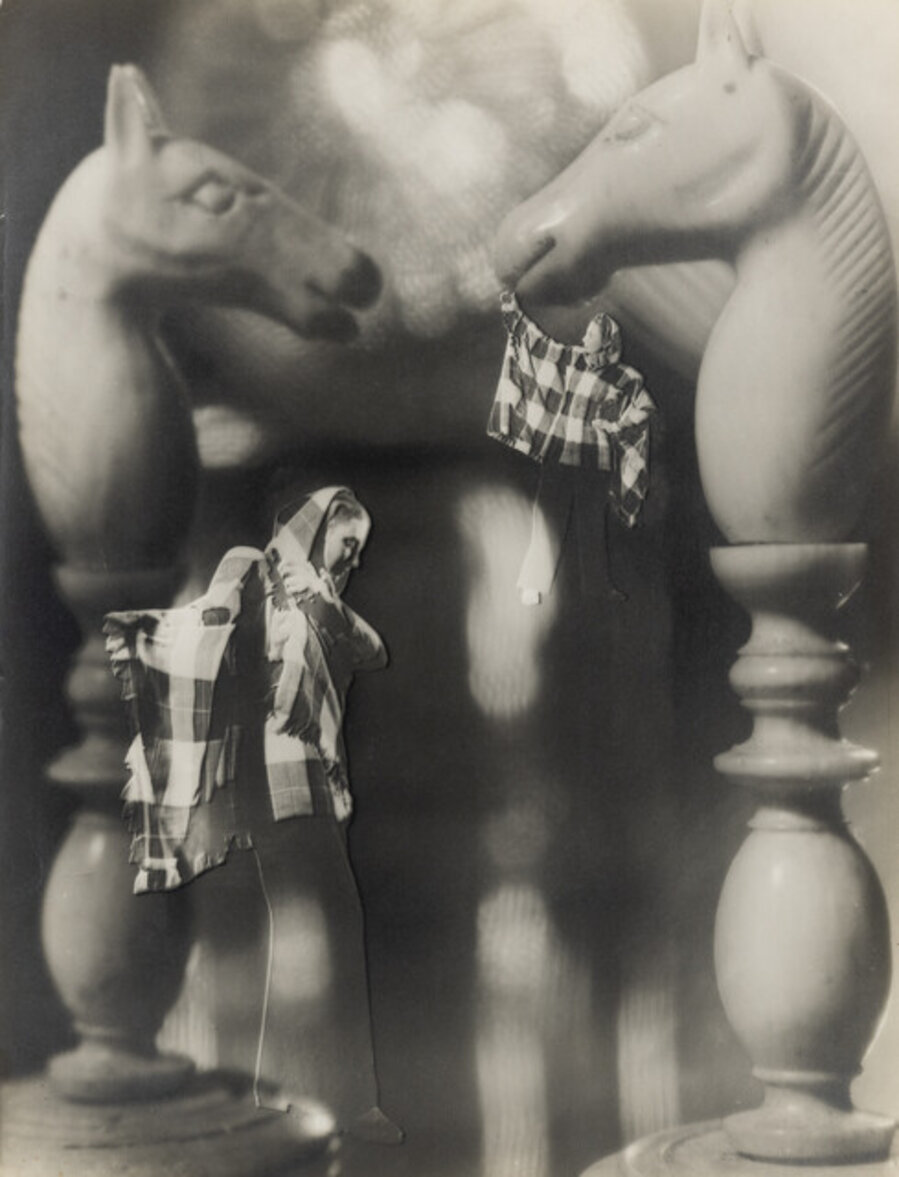 Photomontage with Chess Pieces and Woman
