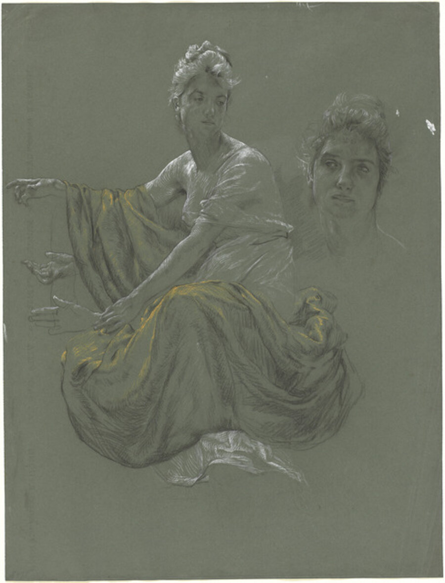 Elegant Young Woman in Classical Drapery