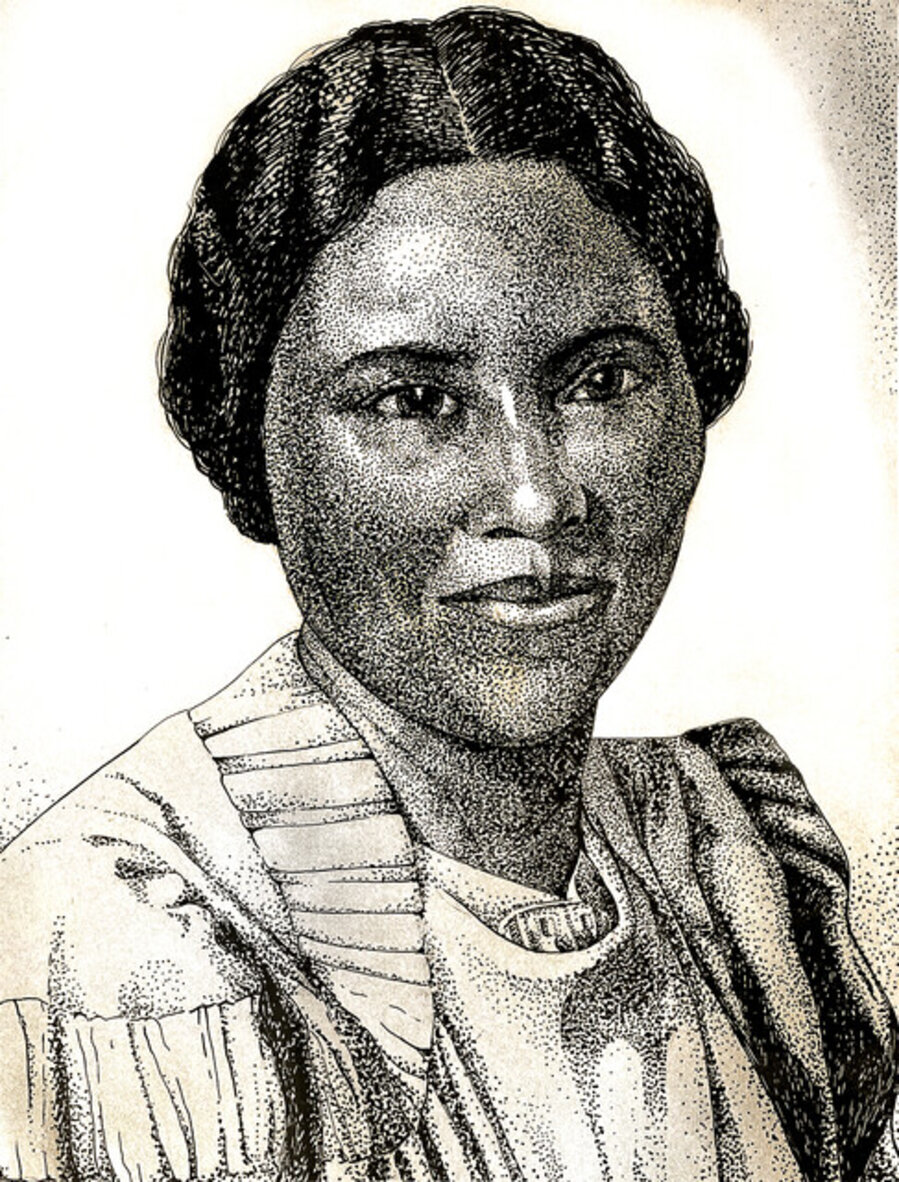 Stipple Drawing in Black and White of the First Lady of Haiti