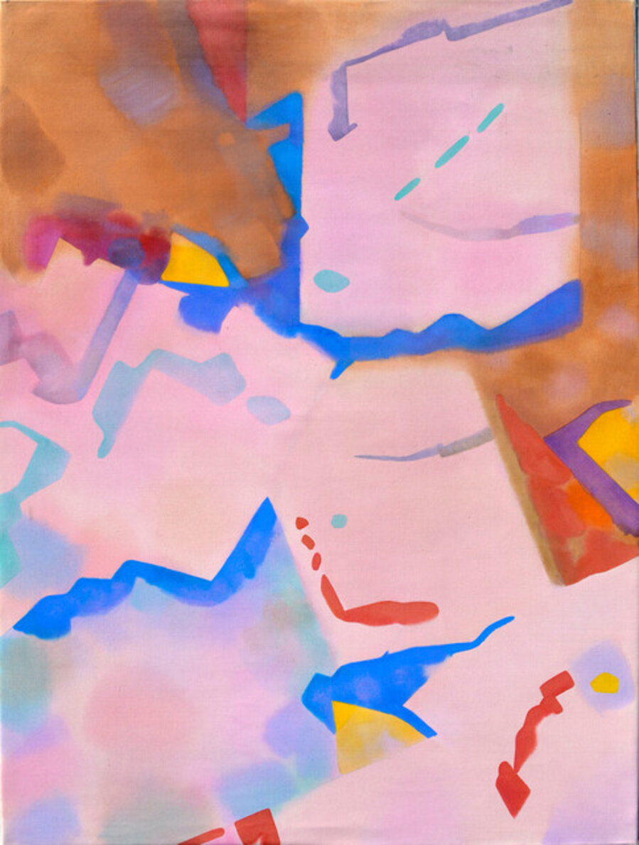 Salt Ponds I, Large Scale Modern Geometric Abstract Landscape with Pink