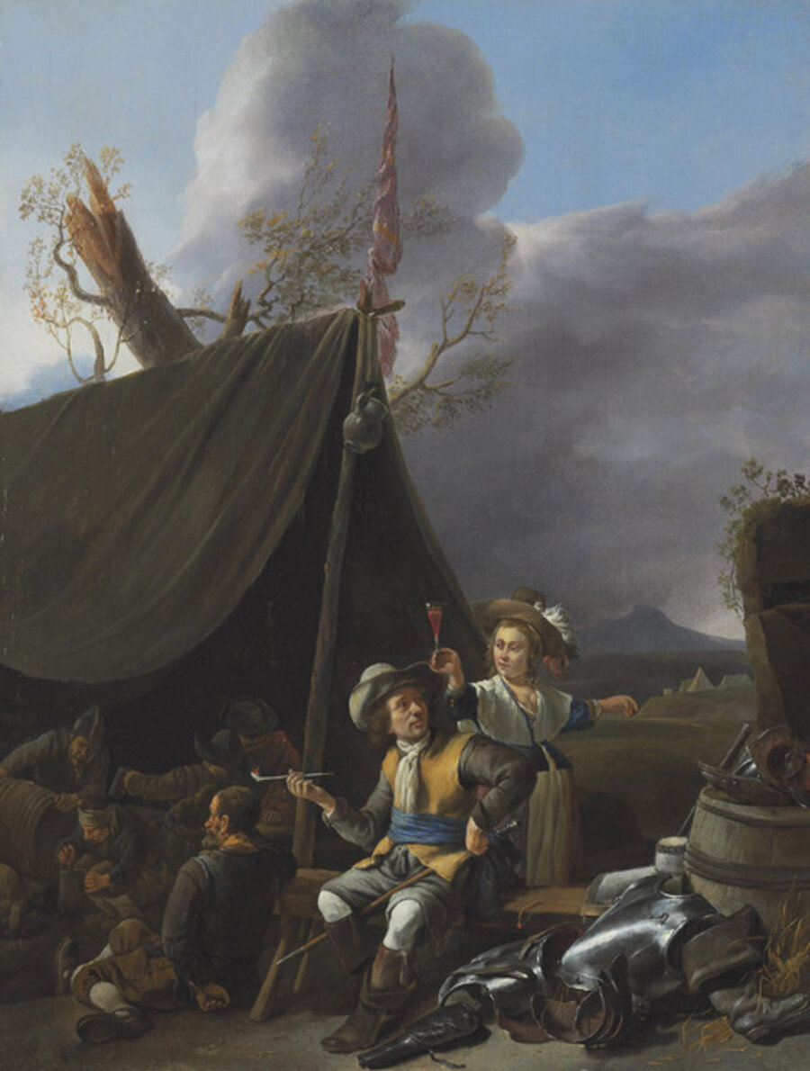 Soldiers resting at camp