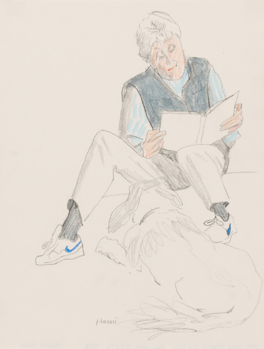 Ethel Stein Reading, with Dog,
