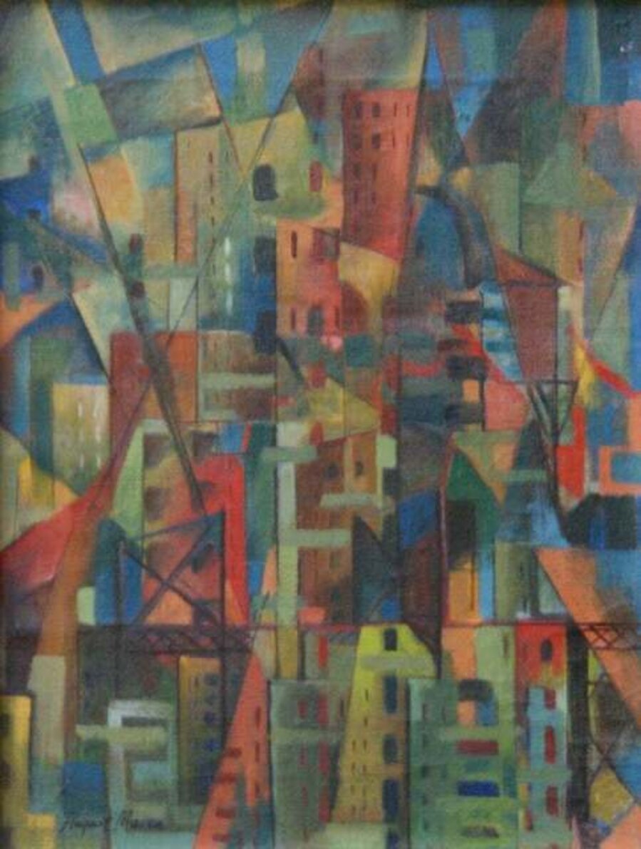 Geometric Abstract American Oil WPA Color Field Abstraction Modern Non Objective