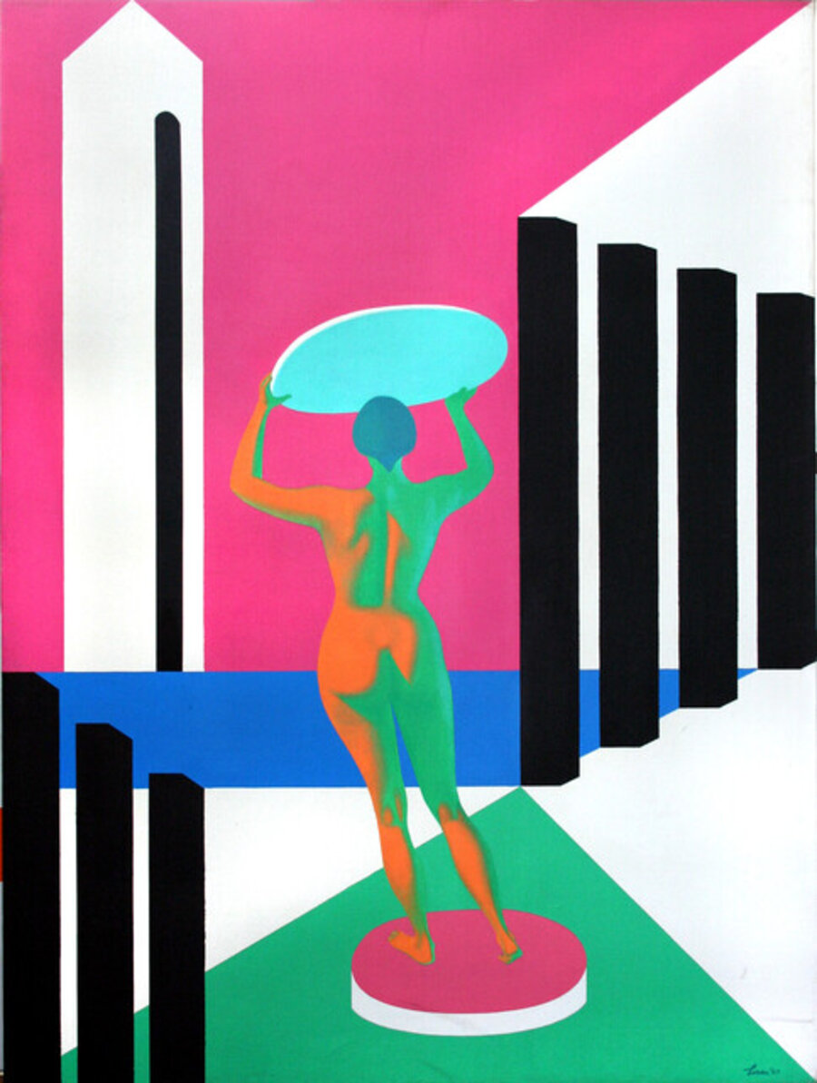 Olympic Star, Large Scale Hard Edge Surfer Figurative by Erle Loran