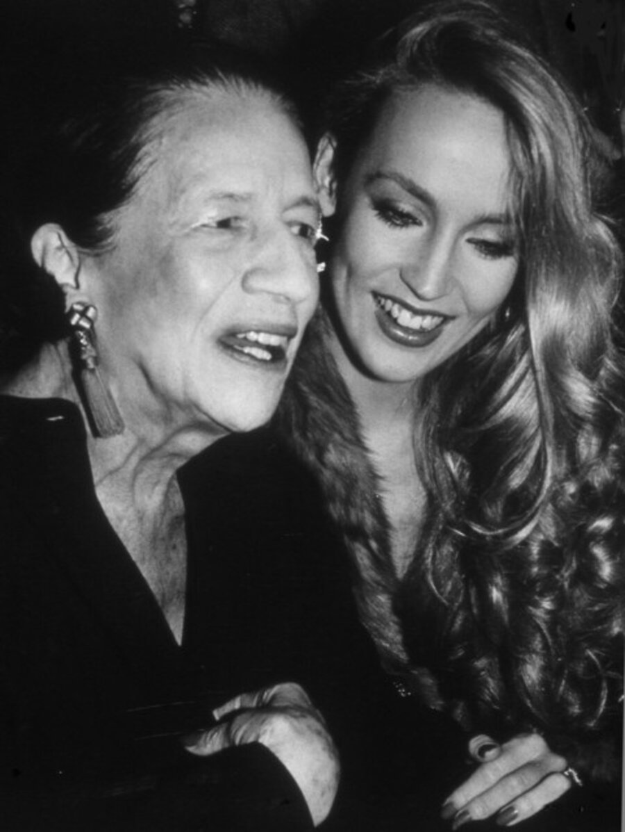 Diana Vreeland and Jerry Hall at Studio 54, 1977