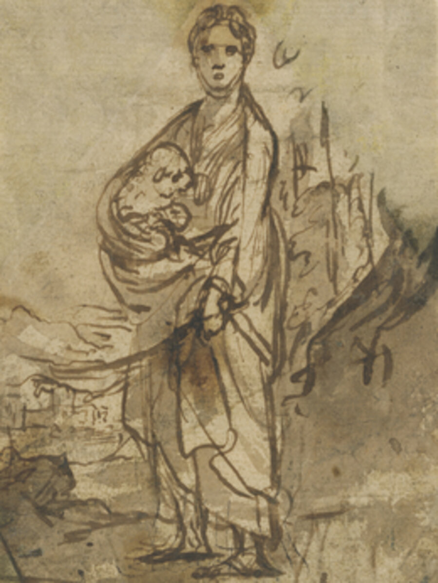 Saint Agnes (recto), Figure Studies (verso)