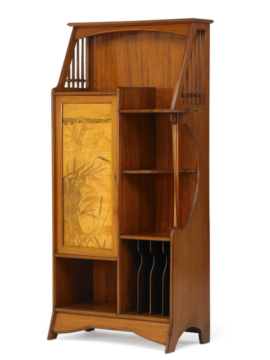 Cabinet with cattails and flowers