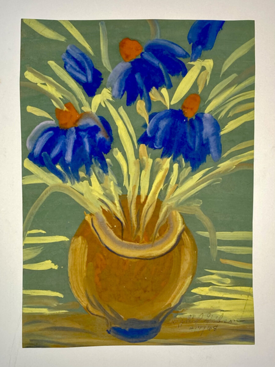 Brown Pot of Flowers