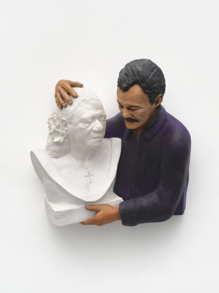 Raul with Bust of Ruth Hernandez