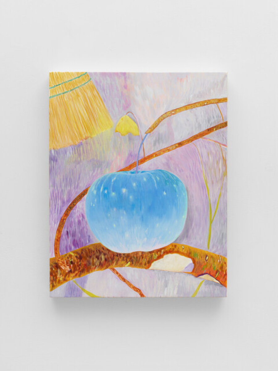 Blue Apple with Broom and Yellow Leaf