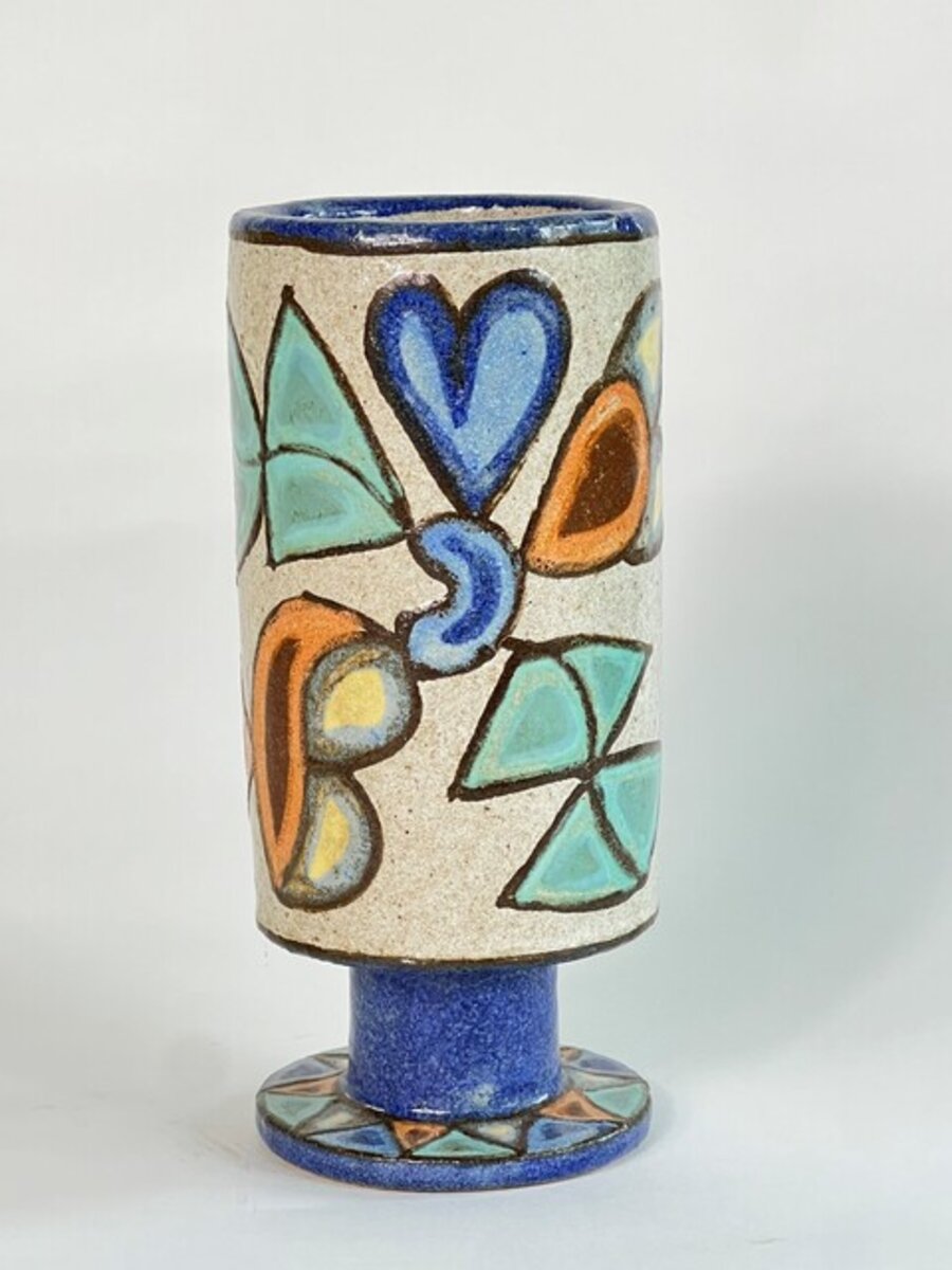 Polychrome Pedestal Vase