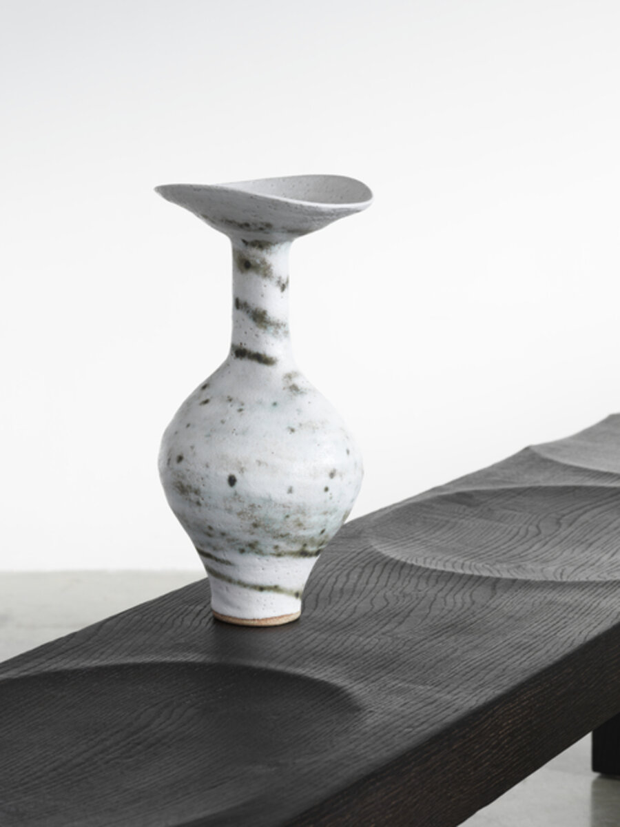 Large vase with flaring lip and integral spiral