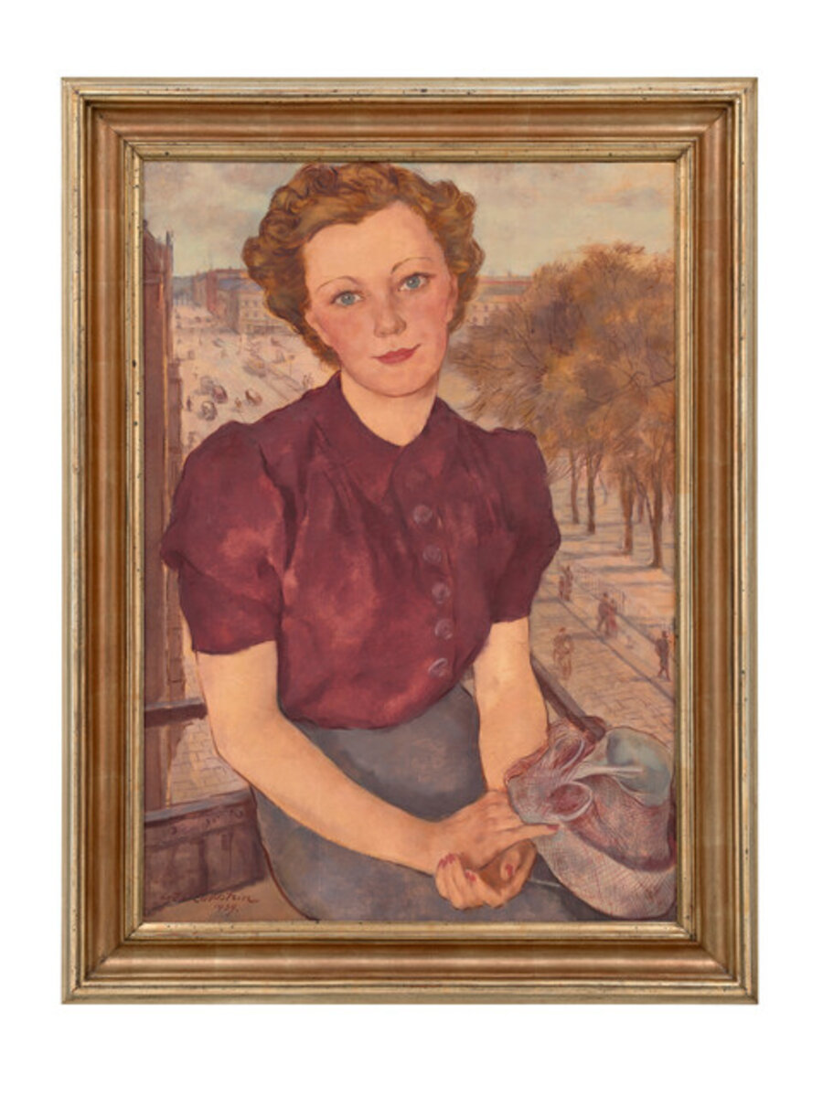 Dame auf einem Balkon (Gerd Haglund)