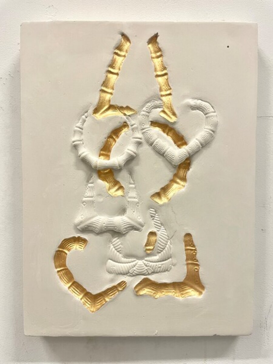 Mini Composition with Eight Doorknockers (Four Impressions with Gold and Four Embedded)