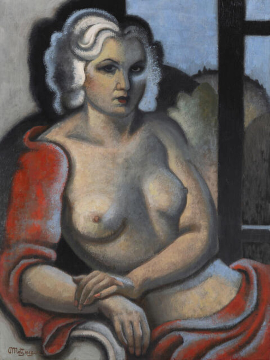 Le modèle d'atelier au drapé rouge