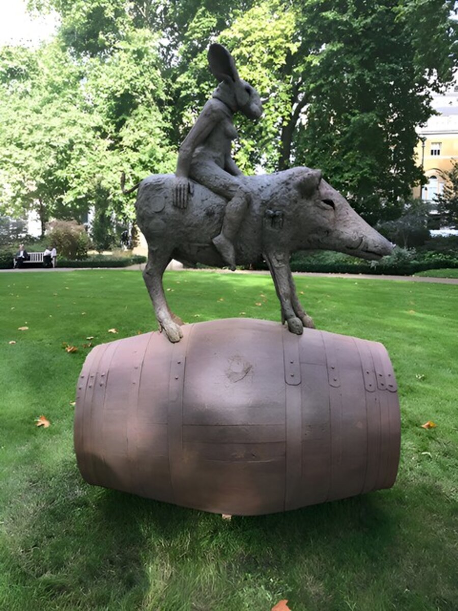 Lady Hare and Boar on a Barrel, Large (B/17/04)