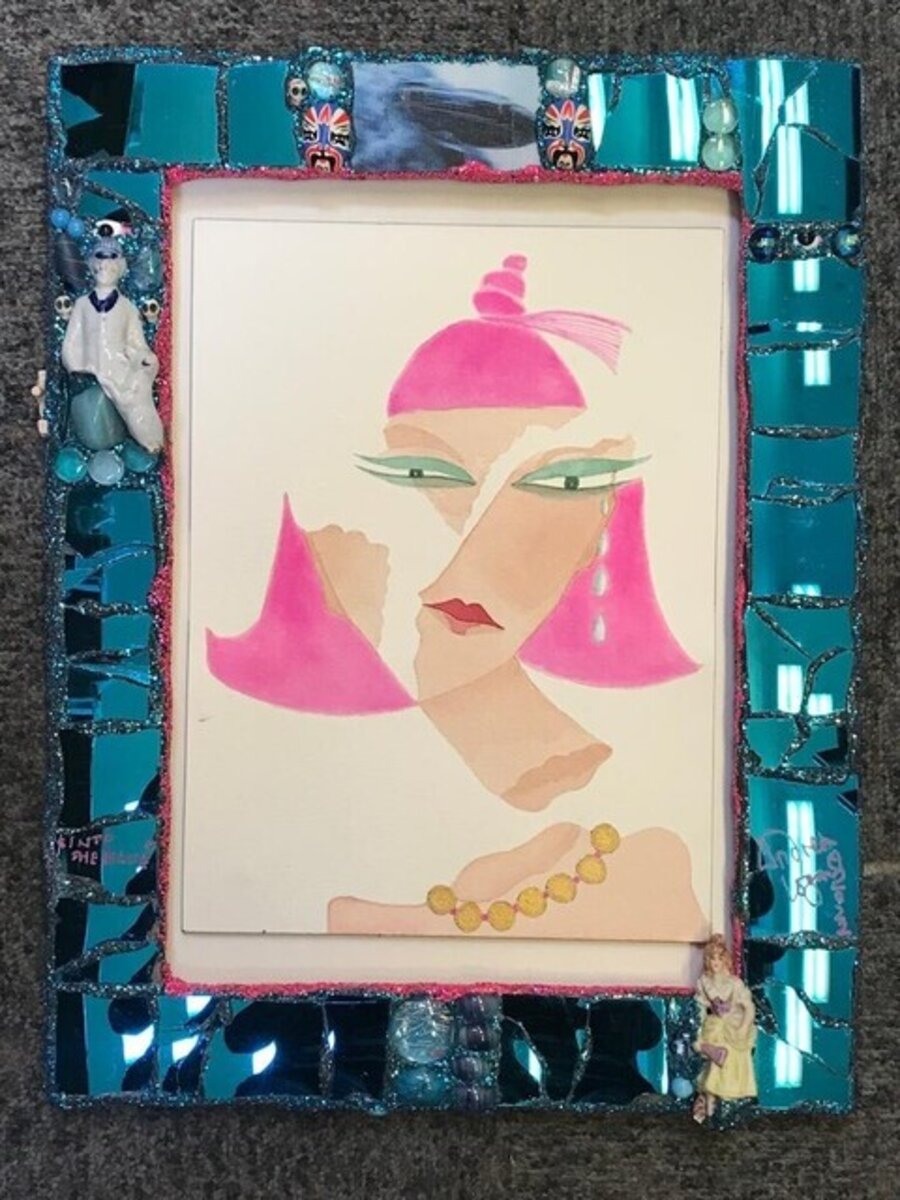 Dreaming of & Into the Blue Mirrored Art Frame
