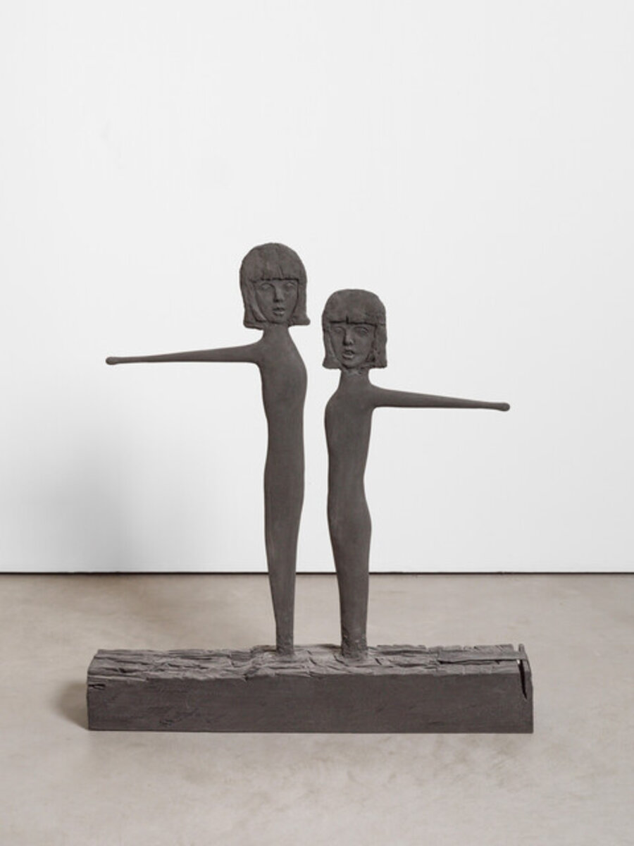 Two Wooden Girls with Yellow Drumsticks, 2012